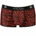 ANAIS MEN TRIBAL Boxer Shorts S - Sporty Cut, Red Microfiber, Animal Print
