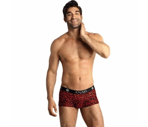 ANAIS MEN TRIBAL Boxer Shorts S - Sporty Cut, Red Microfiber, Animal Print