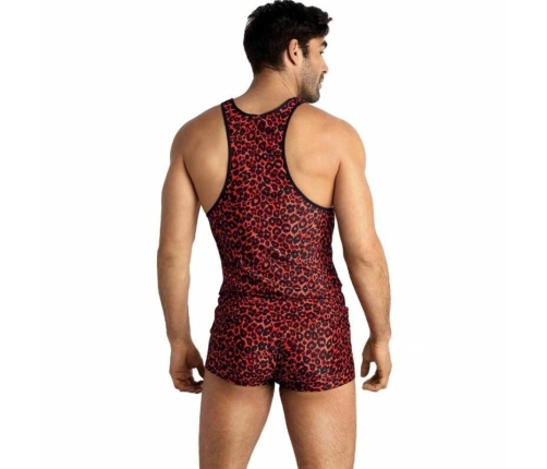 ANAIS MEN Tribal Top S - Red Microfiber, Animal Print, Sleeveless