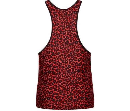 Anais Men Tribal Top M - Red Microfiber Sleeveless Animal Print Shirt