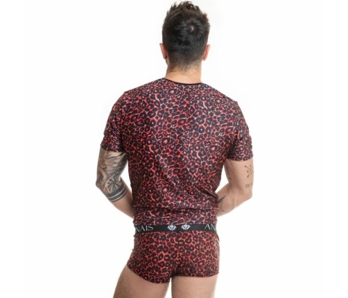 Anais Men Tribal T-Shirt L Red Microfiber Animal Pattern