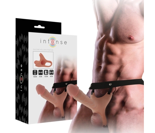 INTENSE Hollow Adjustable Harness with Silicone Insert 16x3.5 cm Beige