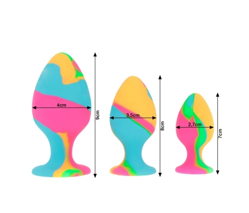 Intense Multicolor Silicone Plug Set - 3 Sizes, Ergonomic Design