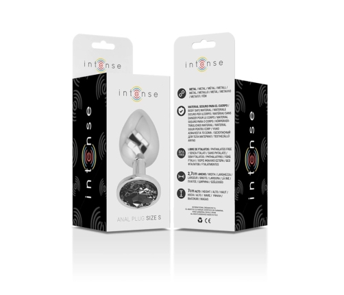 INTENSE Aluminum Metal Plug S with Black Crystal - Elegant Silver Finish