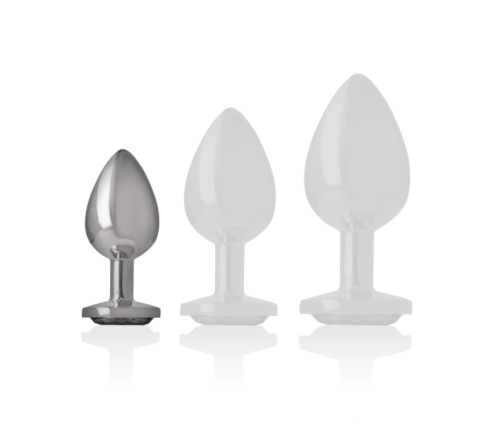 INTENSE Aluminum Metal Plug S with Black Crystal - Elegant Silver Finish