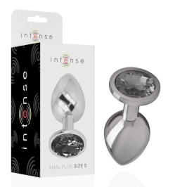 INTENSE Aluminum Metal Plug S with Black Crystal - Elegant Silver Finish