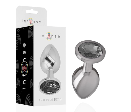 INTENSE Aluminum Metal Plug S with Black Crystal - Elegant Silver Finish