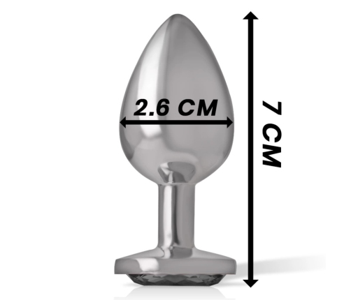 INTENSE Aluminum Metal Plug S with Black Crystal - Elegant Silver Finish