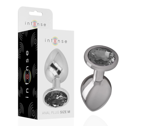 Intense Medium Aluminum Plug Black Glass Accent 8cm x 3.3cm