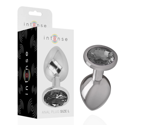 Intense Aluminum Metal Plug Large - Black Crystal Jewel, 9 cm