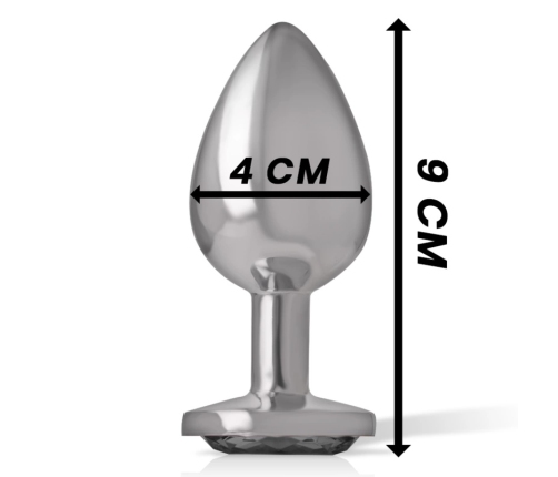Intense Aluminum Metal Plug Large - Black Crystal Jewel, 9 cm