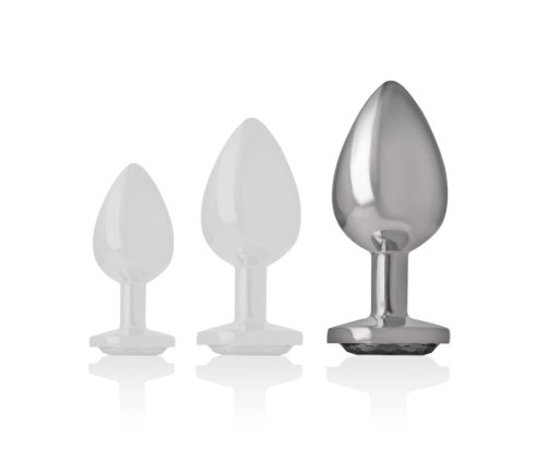 Intense Aluminum Metal Plug Large - Black Crystal Jewel, 9 cm