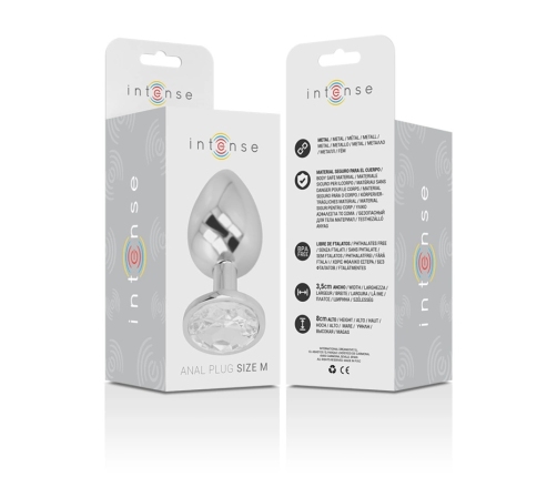 Intense Aluminum Plug M Silver Crystal - Medium Metal Model with Gemstone