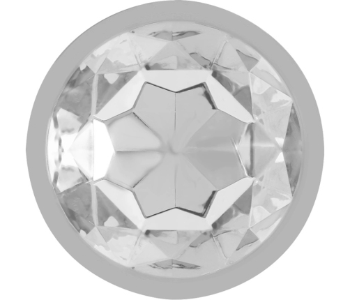 Intense Aluminum Plug L with Silver Crystal - Large Metallic Jewel Design