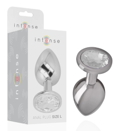 Intense Aluminum Plug L with Silver Crystal - Large Metallic Jewel Design