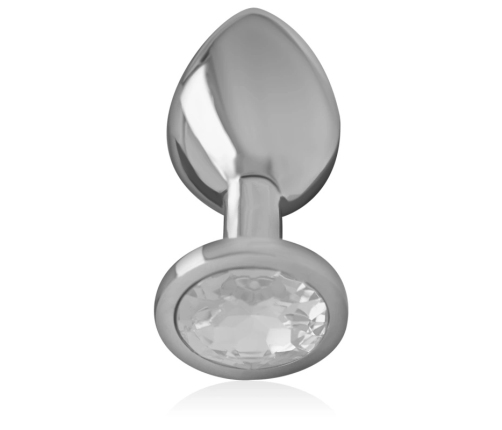 Intense Aluminum Plug L with Silver Crystal - Large Metallic Jewel Design