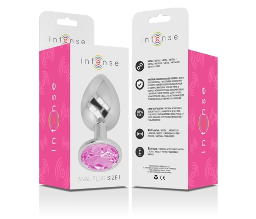 Intense Aluminum Metal Plug Pink Crystal Large - Luxury Anal Accessory