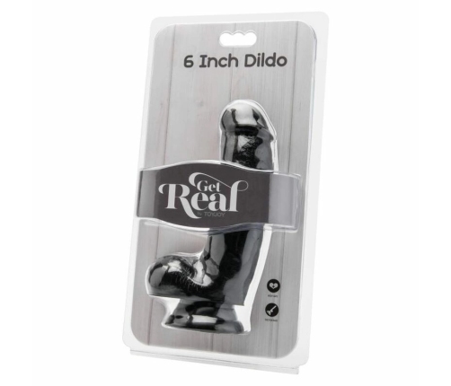 GET REAL - DILDO 12 CM CON TESTÍCULOS NEGRO