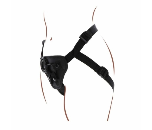 Get Real Adjustable Strap-On Harness Black - Universal Fit, 3 Silicone Rings