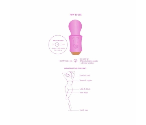 XOCOON Traveller Wand Fuchsia - Rechargeable Massage Device, 6 Modes