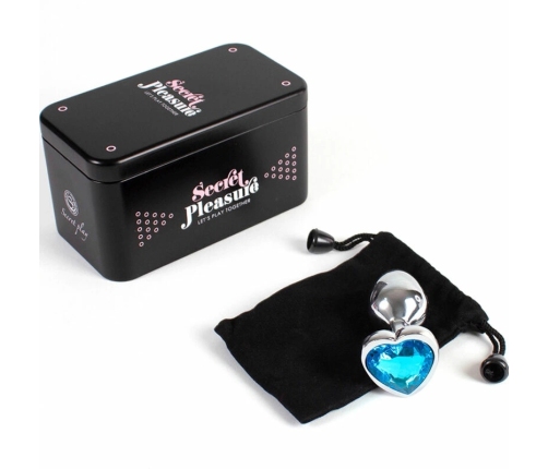 SecretPlay Metal Plug Blue Heart Small 7cm - Aluminum Intimate Accessory