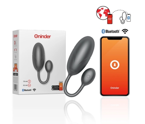 ONINDER Tokyo Black Vibrating Egg 7.5x3.2cm App-Controlled, Waterproof