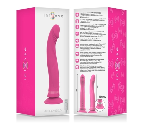 Intense Michelangelo Pink Silicone Vibrating Model with Suction Cup 11cm