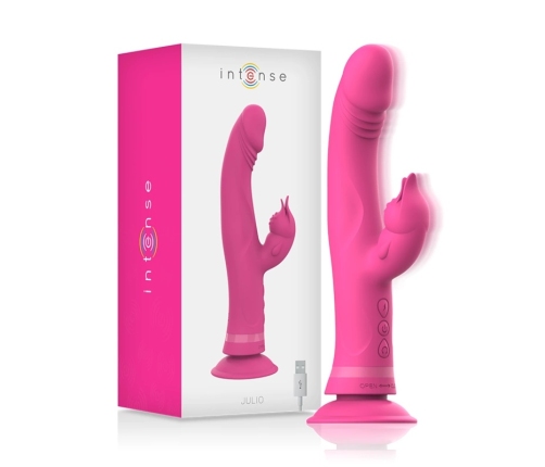 Intense Julio Dual Motor Pink Silicone Rabbit Massager 24cm Waterproof
