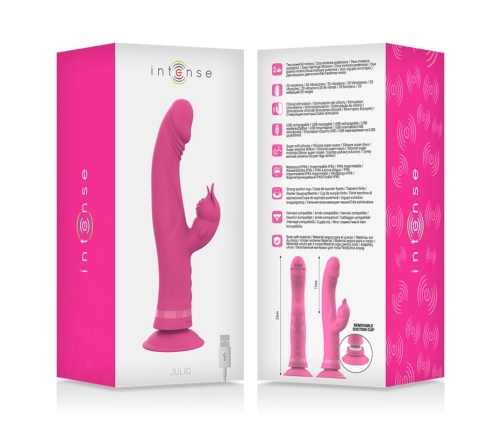 Intense Julio Dual Motor Pink Silicone Rabbit Massager 24cm Waterproof
