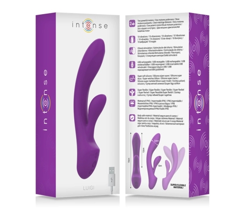 Intense Luigi Liquid Silicone Dual Motor Rabbit, Purple, Waterproof