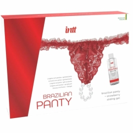 INTT Brazilian Red Lace Panty with Pearls & Strawberry Lubricant 50ml
