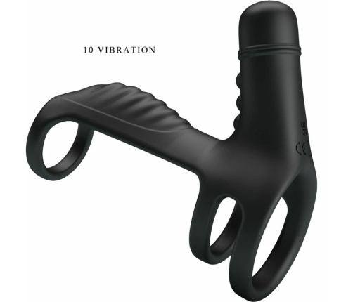 Pretty Love Elastic Silicone Vibration Extension Sleeve Black 10 Modes