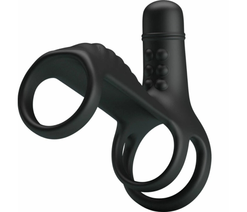 Pretty Love Elastic Silicone Vibration Extension Sleeve Black 10 Modes