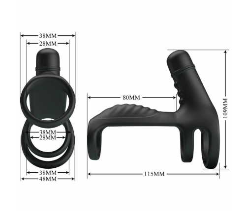 Pretty Love Elastic Silicone Vibration Extension Sleeve Black 10 Modes