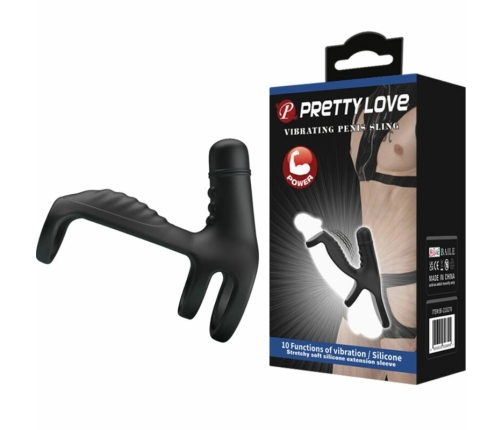 Pretty Love Elastic Silicone Vibration Extension Sleeve Black 10 Modes