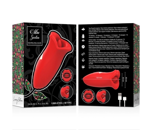 MIA SICILIA Double Action Vibrating Stimulator with Flexible Tongue, Pink