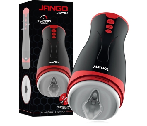 Jamyjob Jango Compression & Vibration Intimate Device, Rechargeable, Black-Red