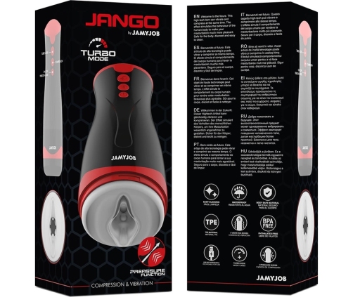Jamyjob Jango Compression & Vibration Intimate Device, Rechargeable, Black-Red