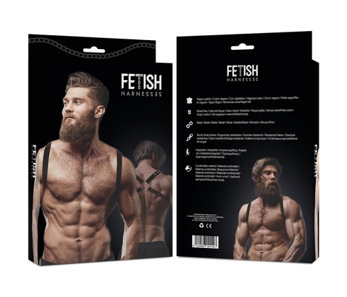 Fetish Submissive Attitude Men's Eco-Leather Adjustable Chest Harness Black
