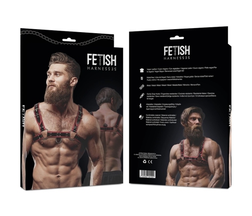 Fetish Submissive Attitude Men's Chest Harness Eco-Leather Black/Red Adjustable
