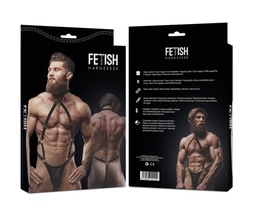 Fetish Submissive Attitude Men's Eco-Leather Adjustable Jock Harness Black