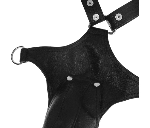 Fetish Submissive Attitude Men's Eco-Leather Adjustable Jock Harness Black