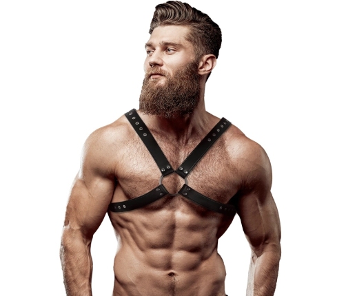 Fetish Submissive Attitude Men's Adjustable Chest Harness Vegan Leather
