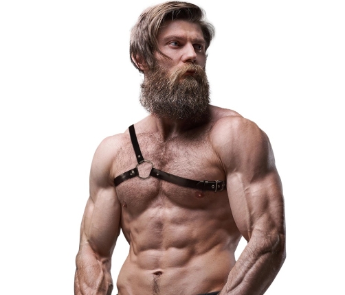 Fetish Submissive Attitude Men’s Crossed Shoulder Vegan Leather Harness