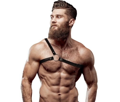 Fetish Submissive Attitude Men’s Crossed Shoulder Vegan Leather Harness