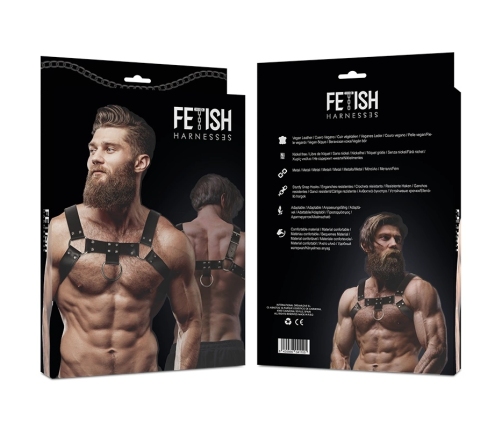 Fetish Submissive Attitude Men's Adjustable Eco-Leather Chest Harness Black