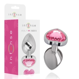 Intense Aluminum Metal Plug Pink Heart Jewel Size S