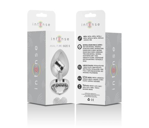 INTENSE White Heart Aluminum Metal Plug S - Decorative Crystal Base