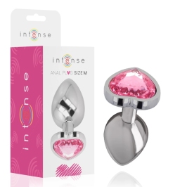 Intense Aluminum Metal Plug Pink Heart Medium - Elegant Jewel Accent