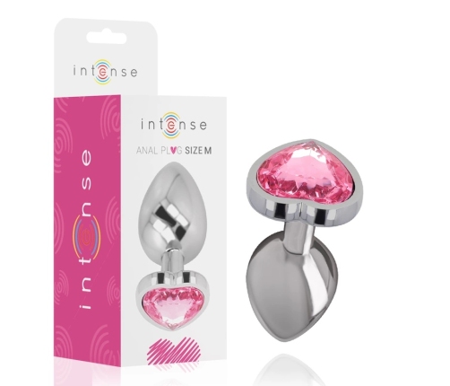 Intense Aluminum Metal Plug Pink Heart Medium - Elegant Jewel Accent